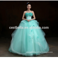 China Fornecedor Custom Made Big Backless Ball Gown Vestido de casamento verde 2017 Puffy Ball Gown